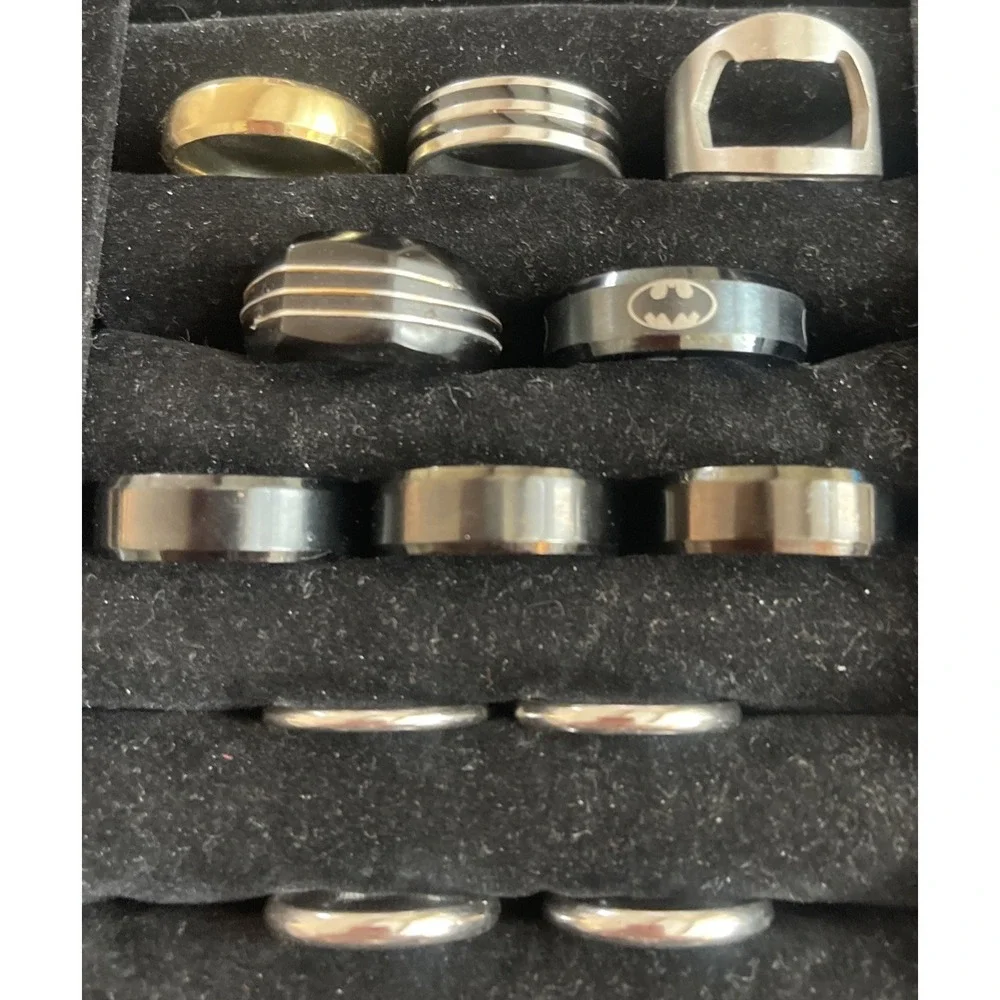 Lot of 12 Stainless Steel Rings Men and Women Goth Fashion Rings Mixed Sizes